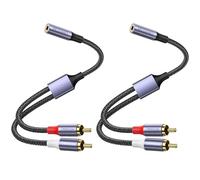 MOSWAG Câble audio 3,5 mm vers cinch Adaptateur jack 3,5 mm vers fiche cinch stéréo Prise AUX bidirectionnelle Prise casque Répartiteur en Y 2 Cordon de raccordement RCA mâle