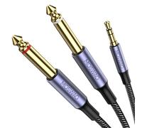 MOSWAG Câble Audio 3.5mm vers Double 6.35mm 10M, 6.35 vers 3.5 Mâle Y Splitter TRS Jack, Plaqué Or Nylon Tressé 3,5mm à 2X 6,35mm Splitter Câble pour Amplificateur, Cinéma Maison