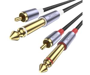 MOSWAG Câble audio double RCA vers deux jack 6,35 mm TS mâles,3 m