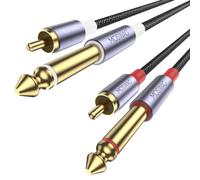MOSWAG Câble audio double RCA vers deux jack 6,35 mm TS mâles,3 m | Compatible amplificateur, lecteur de musique, haut-parleurs et téléviseurs pour connexion audio