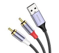 MOSWAG Câble Audio RCA vers USB, USB 2.0 vers 2RCA Mâle Y Splitter Cable en Nylon Tressé, Stéréo Convertisseur de Câble Audio Avec HiFi Compatible avec Amplificateur, Home Cinéma, PS5