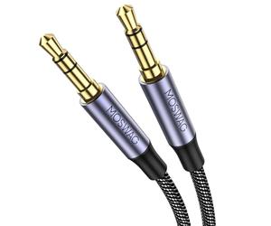 MOSWAG Câble Aux 3,5 mm vers Jack Audio 3,5 mm Câble Aux Prise 3 Broches pour Connecter le Câble Jack Stéréo en Nylon pour Téléphones, Casques, Haut-parleurs, Tablettes, PC, Lecteurs de Musique
