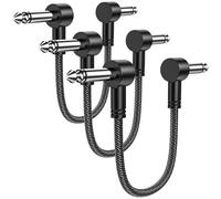 MOSWAG Câble de Pédale Guitare 15CM, Patch Auxiliaire 6.35mm à Angle Droit, Compatible Avec Pédales d'Effet et Console de Mixage (Pack de 3)