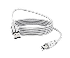 MOSWAG Câble Imprimante, USB 2 Mètres 2.0 A Mâle vers USB B Scanner Cordon Printer, USB Cable A vers B 2.0 Nylon Tressé Compatible avec HP, Dell, Brother, Xerox, Samsung et autres (1M)