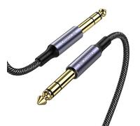 MOSWAG Câble pour Guitare 1M, Câble pour Instruments Stéréo 6,35mm TRS, Jack 6,3mm à Jack 6,3mm Connecteur Tressé pour Ampli, Blindage Anti-Bruit pour Guitare, Ampli, Basse, Clavier, Pédales d'Effets