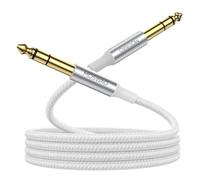 MOSWAG Câble pour Guitare 3M, Câble pour Instruments Stéréo 6,35mm TRS, Jack 6,3mm à Jack 6,3mm Connecteur Tressé pour Ampli, Blindage Anti-Bruit pour Guitare, Ampli, Basse, Clavier, Pédales d'Effets