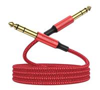 MOSWAG Câble pour Guitare 3M, Câble pour Instruments Stéréo 6,35mm TRS, Jack 6,3mm à Jack 6,3mm, Tressage en Nylon, Blindage Anti-Bruit, pour Guitare, Ampli, Basse, Clavier, Pédales d'Effets