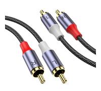 MOSWAG Câble Stéréo RCA, RCA Mâle vers Mâle Stéréo Câble Audio Auxiliaire Subwoofer 1m, Plaqué or 24 Carats en Nylon Tressé pour Home Cinéma Audio HDTV Haut Parleurs de Voiture