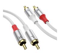 MOSWAG Câble Stéréo RCA, RCA Mâle vers Mâle Stéréo Câble Audio Auxiliaire Subwoofer 3m, Plaqué or 24 Carats en Nylon Tressé pour Home Cinéma Audio HDTV Haut Parleurs de Voiture