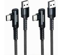 MOSWAG Câble USB A vers USB C 1m 30W, Câble de Charge Rapide en Nylon Tressé avec Connecteur en Angle, Compatible avec iPhone 17/16/15 CarPlay, Galaxy S10+/S10/S9, Note 10/9, LG V30, Moto