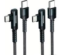 MOSWAG Câble USB C vers USB C 1m Lot de 2, Câble de Charge Rapide USB C vers USB C, Câble de Charge USB C à Angle Droit pour Câble de Charge iPhone17, MacBook Pro, iPad Pro/Air