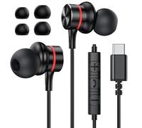 MOSWAG Écouteurs Filaires USB C Noir HiFi Stéréo avec Microphone et Contrôle du Volume pour IPhone 16/15/15 Pro Max, Samsung Galaxy S23/S24 FE Ultra, Google Pixel (1 Pack)