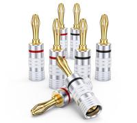 MOSWAG Fiches Bananes pour Haut-Parleur Plaquées Or 24K (4 Paires), pour Câble de Haut-Parleur, Home Cinéma, Récepteur Audio/Vidéo, Home Cinéma, Récepteur Audio/Vidéo