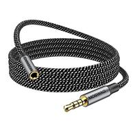 MOSWAG Rallonge Jack Audio 3.5 mm 4 Pôles pour Casque Micro, Nylon Tressé Jack Mâle vers Femelle Câble Extension Audio Stéréo Compatible avec Écouteur Gamer Switch Manette PS5 PC Portable(5M)
