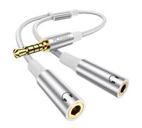 MOSWAG Splitter Audio Jack Double 3.5mm Mâle vers 2 Femelle 4 Pôles, Adaptateur Casque Écouteur Câble Stéréo pour Casques Audio, Enceintes, Smartphones, Tablettes, Samsung, MP3