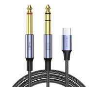 MOSWAG Splitter USB C vers Double Y 6,35 mm 1/4 Pouce avec DAC 32 bits/384KHz, Câble d'enregistrement mono TS USB-C vers 6,35 mm et câble audio stéréo TRS pour Casque, Guitare Électrique, Basse, 1M