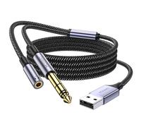 MOSWAG USB à 6.35mm trs Guitar Line 2M, USB mâle à 6.35mm mâle câble de guitare électrique pour l'enregistrement de musique, l'écoute, le chant, etc