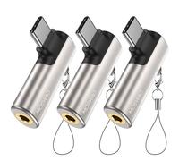 MOSWAG USB C à 3,5 mm Jack, Type C Adaptateur Casque Angle Droit Auxiliaire Microphone Dongle Audio Haute Résolution DAC Chip Compatible avec Galaxy S24 S23 S22 Ultra S20 FE A53 Note 20 Pixel 7