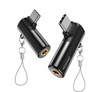 MOSWAG USB C à 3,5 mm Jack, Type C Adaptateur Casque Angle Droit Auxiliaire Microphone Dongle Audio Haute Résolution DAC Chip Compatible avec Galaxy S24 S23 S22 Ultra S20 FE A53 Note 20 Pixel 7