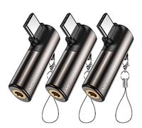 MOSWAG USB C à 3,5 mm Jack, Type C Adaptateur Casque Angle Droit Auxiliaire Microphone Dongle Audio Haute Résolution DAC Chip Compatible avec Galaxy S24 S23 S22 Ultra S20 FE A53 Note 20 Pixel 7