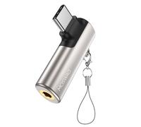 MOSWAG USB C à 3,5 mm Jack, Type C Adaptateur Casque Angle Droit Auxiliaire Microphone Dongle Audio Haute Résolution DAC Chip Compatible avec Galaxy S24 S23 S22 Ultra S20 FE A53 Note 20 Pixel 7