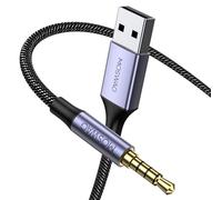MOSWAG USB Type A Mâle vers Aux 3,5mm Mâle, Câble de Connexion PC Avec Fiche Plaquée or 4 Broches et Fiche USB 2.0 Pour Lecteurs MP3, Casques, Systèmes Stéréo Domestiques (Ne Supporte Pas La Charge)