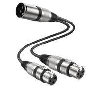 MOSWAG XLR Splitter 1 Mâle à 2 Femelles, (0,25M/ 0,82Pieds) 3 Broches Double XLR Femelle à Mâle Y Splitter avec Connecteurs Métalliques en Alliage de Zinc pour Mélangeur, Câble Audio équilibré en PVC