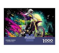 Motard de Motocross Puzzle DIY 1000 Pièces Forêt sous la Pleine Lune pour Grands-Parents Amélioration De La Mémoire Renforcement Familial Cadeau De Noël 52x38cm/1000pcs