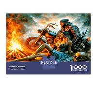 Motard feu de Camp 1000 Pièces Puzzle Classique Ambiance Sauvage Rebelle Pack Puzzle Carton Premium - Hit chez Les Seniors Fans, Cadeau Maison Neuve, Fun pour Indoor Et Parties 70x50cm/1000pcs