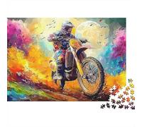 Motard Style Artistique Puzzle 1000 Pièces Papier pour Adultes Scène Colorée Concentration Décoration Maison 52x38cm/1000pcs