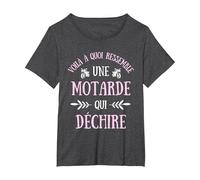Motarde Qui déchire Humour Moto Femme idée Cadeau T-Shirt, Femme Grandes Tailles, Chiné Foncé, 6X