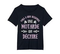Motarde Qui déchire Humour Moto Femme idée Cadeau T-Shirt, Femme Grandes Tailles, Noir, 6X