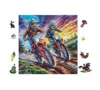 Motards 100 Pieces Casse-tête Créatif en Voitureton Épais Difficulté Moyenne Activité Hommeuelle Loisir Créatif Cadeau Créatif Événement Festif Premium 28x28cm