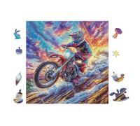 Motards 100 Pieces Casse-tête pour Ado en Voitureton Épais Rigide Facile Débutant Jeu De Société Soirée Entre Amis Cadeau Anniversaire Premium 28x28cm