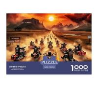 Motards Puzzle 1000 Pièces Papier pour Adultes Paysage du Soleil Couchant Jeu de Puzzle 1000 Pièces Détente Décoration Cadeau 70x50cm/1000pcs