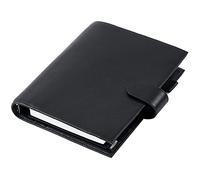 Moterm Agenda à anneaux A5 de luxe - En cuir véritable - Noir galet - 30 mm