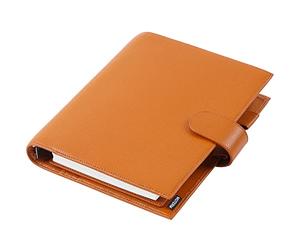 Moterm Classeur à anneaux A5 de luxe - En cuir véritable - Orange galet brûlé - 30 mm