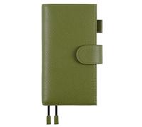 Moterm Housse en cuir pour Hobonichi Weeks - Convient pour Hobonichi Weeks/Weeks Mega - Avec poche arrière - Vert olive caillou