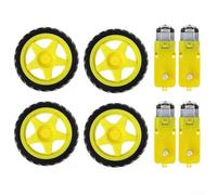 Moteur à engrenages CC avec pneu en plastique pour projets de voiture robot Arduino, 3 V - 6 V, rapport de réduction 1:48, couple de 0,8 kg · cm, kit éducatif STEM