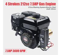 Moteur à essence 4 temps 212cc 7,5hp avec démarrage électrique, Version améliorée pour nettoyeurs haute pression Go Kart, séparateurs de bûches noir