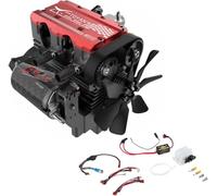 Moteur bicylindre 4 temps de 7 cm³ + kit de démarrage et d'allumage | Refroidi par air, bougies, système allumage CDI, capteur Hall, faisceau + interrupteur, câble T, réservoir + durite
