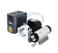 Moteur de broche, Broche de Machine-outil CNC 2200w 2.2kw 24000 tr/min ER20 broche de refroidissement par eau VFD 80w pompe à eau 80mm support ER20 pinces(HY VFD sliver,220)