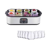 Moteur de yaourt probiotique automatique avec 8 pots en verre, contrôle du temps et de la température réglables, préparez des milliards de probiotiques vivants à la maison et préparez du yaourt grec