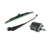 Moteur d'essuie-glace 12 V avec lame pour bateaux, camping-cars, caravanes, ATV/UTV - Type multi-fit compatible avec les tracteurs Jeep, assemblage de grattoir de 300 mm, noir (moteur + essuie-glace)