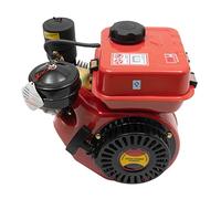 Moteur diesel 3 CV 2,2 kW - Démarreur à traction rapide - Moteur à karting - Moteur stationnaire - Silencieux - 4 temps - 1650-3800 tr/min - Sécurité manque d'huile - Démarrage à câble (rouge)