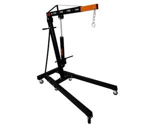 Moteur Grue 2 Tonne Ton 2000kg Hydraulique Manche Pompe Monte-Charge Pieds Pliables Support Cric Poignée 6 Roules Ultra-Résistants Atelier Garage 4 Positions JIB Chaîne Crochet Acier Revêtu En Poudre