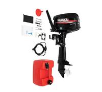 Moteur Hors-Bord, 4 Temps 123 CC 6,5 CV à Essence 1 Cylindre à Essence Refroidissement Par Eau Moteur Marin Lourd Avec SystèMe D'Allumage CDI Et RéServoir De 3,2 Gallons Pour Bateaux