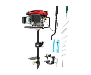 Moteur hors-bord à essence 8 CV 196 cc 4 temps - Direction à 360° - Avec allumage TCI - Refroidissement à air - 0,5 N.m - 4500 tr/min - Réservoir de 1,5 l - Pour bateaux jusqu'à 1 tonne