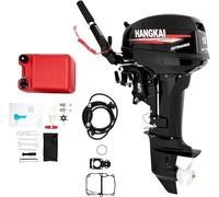 Moteur hors-bord Hangkai 18HP, refroidissement par eau du moteur de bateau de pêche robuste 2 temps avec système d'allumage CDI, 4500-5500 tr/min (arbre court) (Arbre court 2 temps 18 CV)