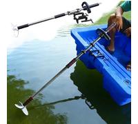 Moteur Hors Bord Hélice Perçage Kayak avec Support/Pince, Moteur Pêche La Traîne Portatif, Propulseur Pagaie Motorisé D'urgence Poignée, Petite Rame Motorisée Aluminium(With Clamp,L-125cm(49 1/4"))